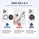How it works: stick the ring, snap on the grip, grip anything