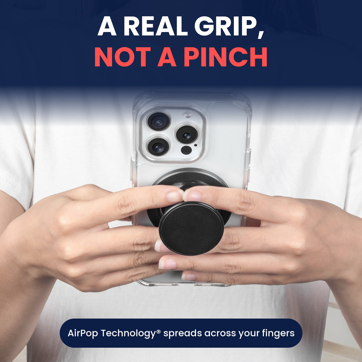 FAB POPS Snap-On grip with AirPop Technology, a real grip not a pinch