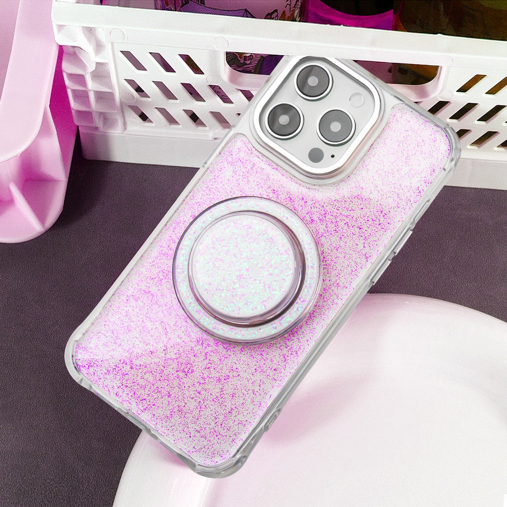 FAB POPS Pink Glitter Magnetic Phone Grip + Stand (Adapter Plate Included) - FAB POPS®  # # #