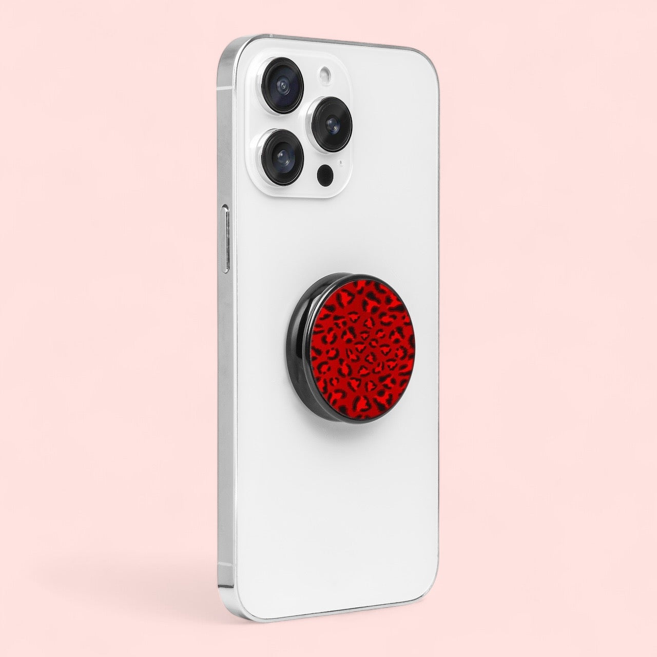 Magnetic Phone Grip and Stand Built in Magnets (Red Leopard)