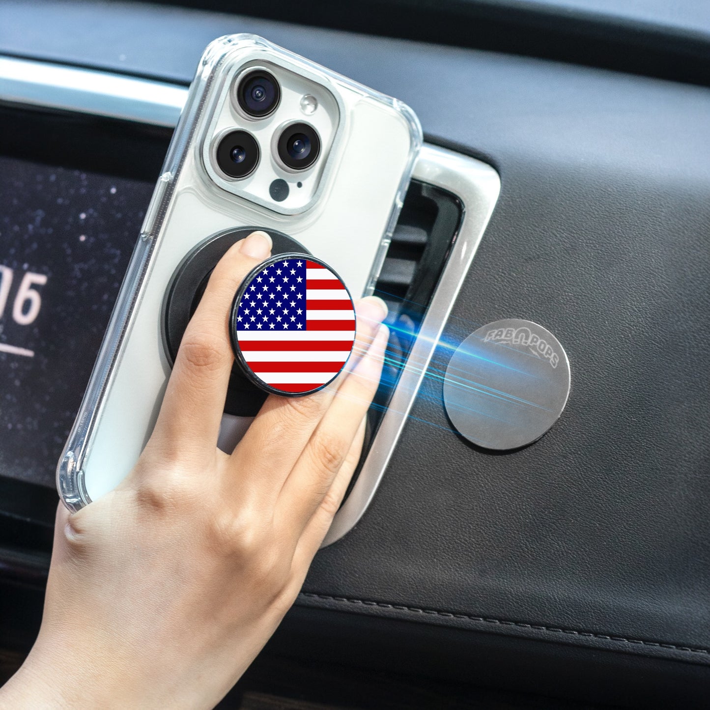 Magnetic Phone Grip and Stand built in magnets (American Flag) - FAB 🧲 POPS®