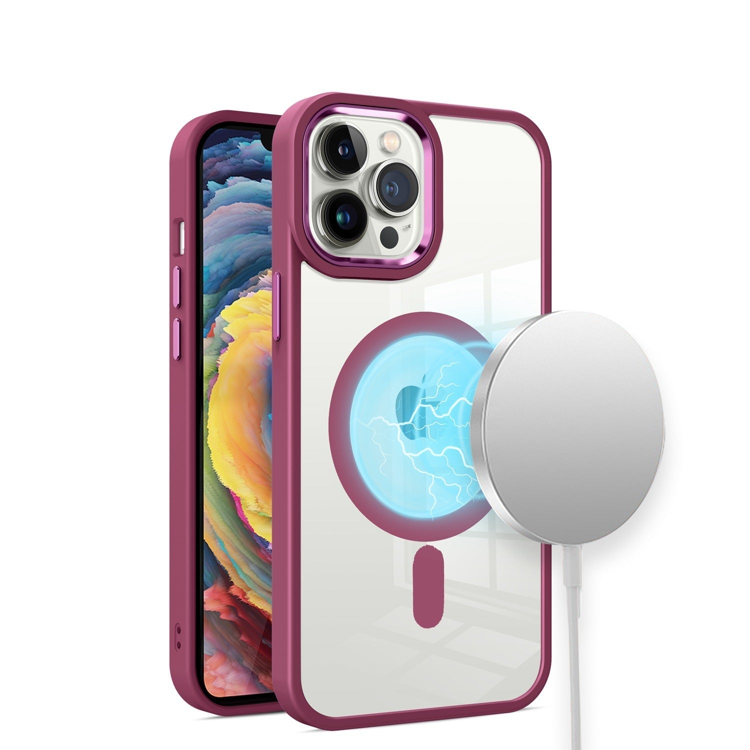 FAB POPS Transparent Burgundy Phone Case for iPhone 15 Pro Max - FAB 🧲 POPS®