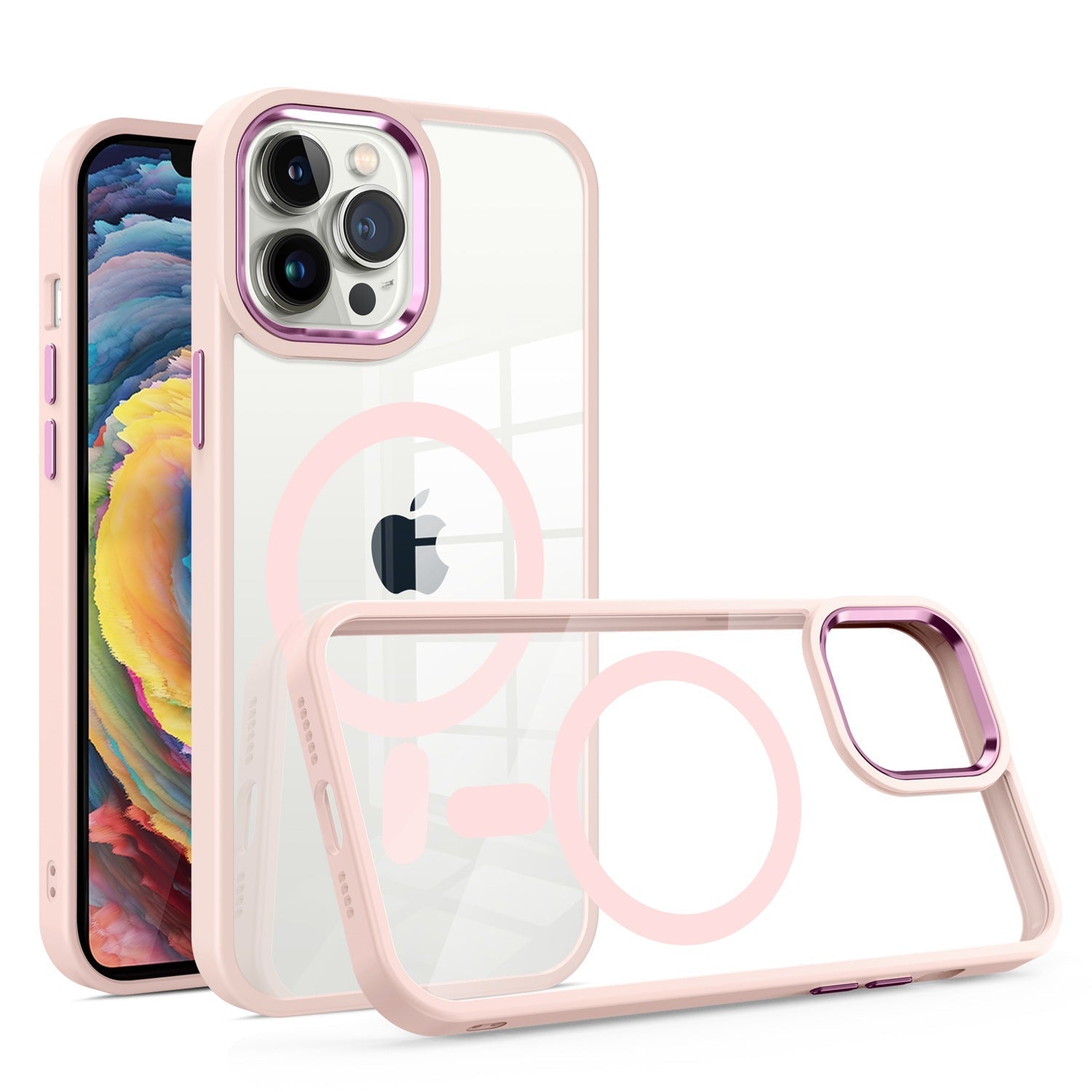 FAB POPS iPhone 15 Pro Max Clear Magsafe Hybrid Phone Case - Pink - FAB 🧲 POPS®