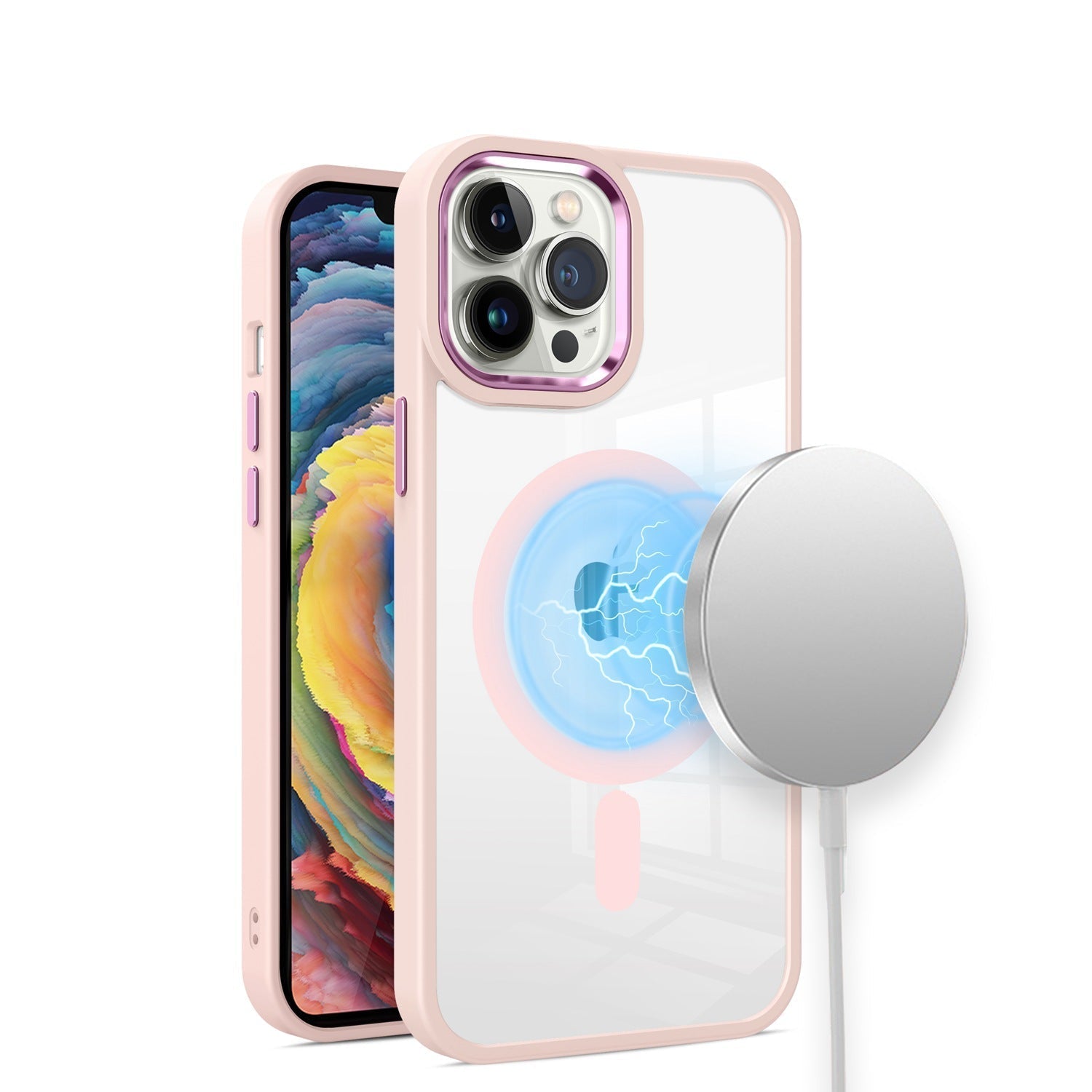 FAB POPS iPhone 15 Pro Max Clear Magsafe Hybrid Phone Case - Pink - FAB 🧲 POPS®