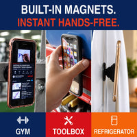 FAB POPS Anywhere Grip built-in magnets, hands-free at the gym, toolbox and refrigerator