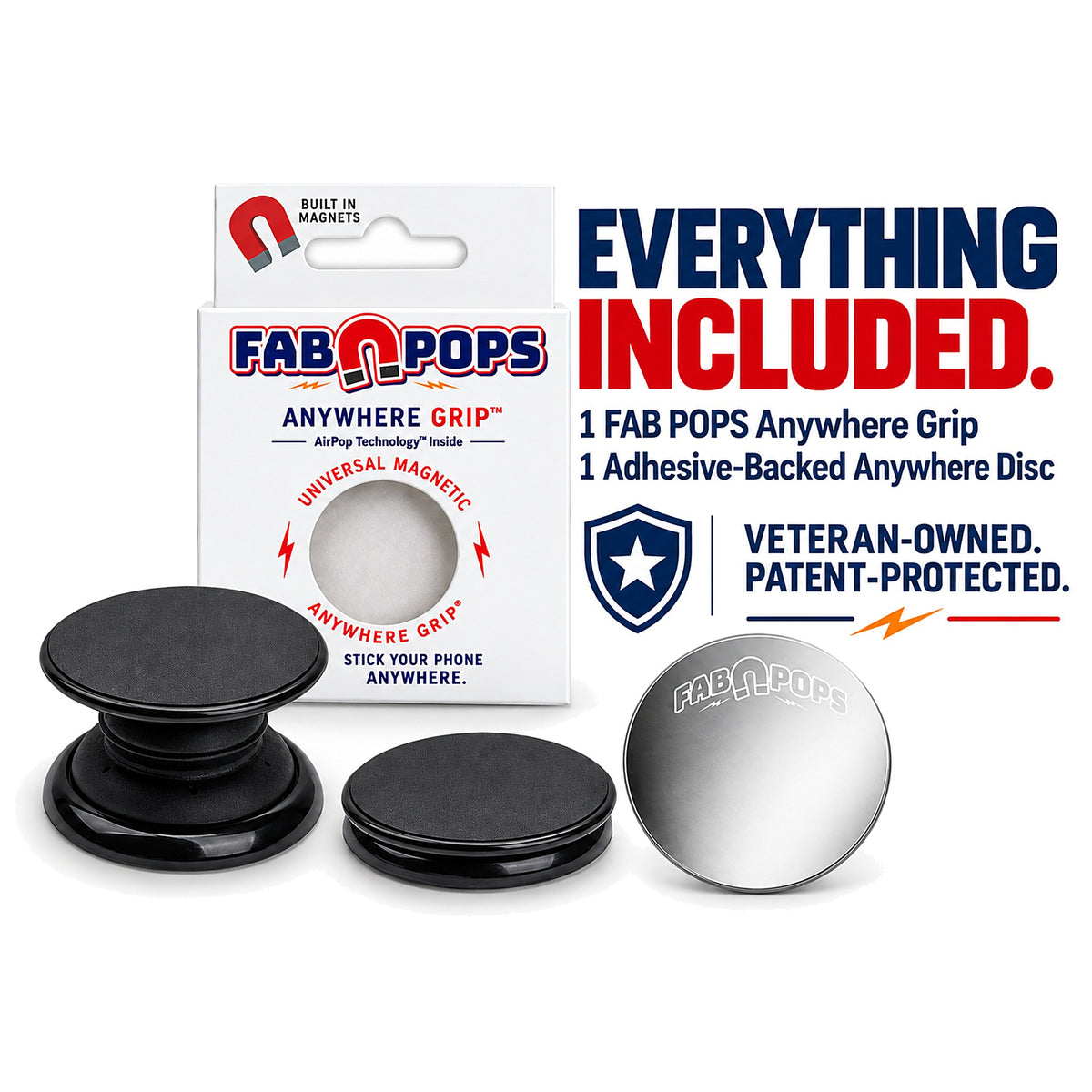 Everything included with the FAB POPS Anywhere Grip