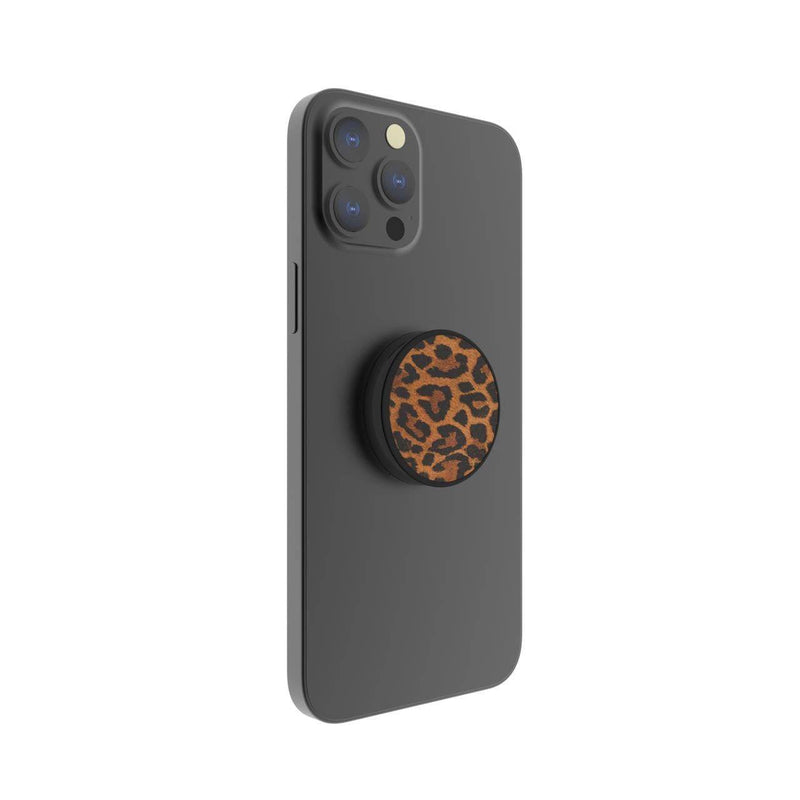 Magnetic phone grip and Stand built in magnets (leopard)