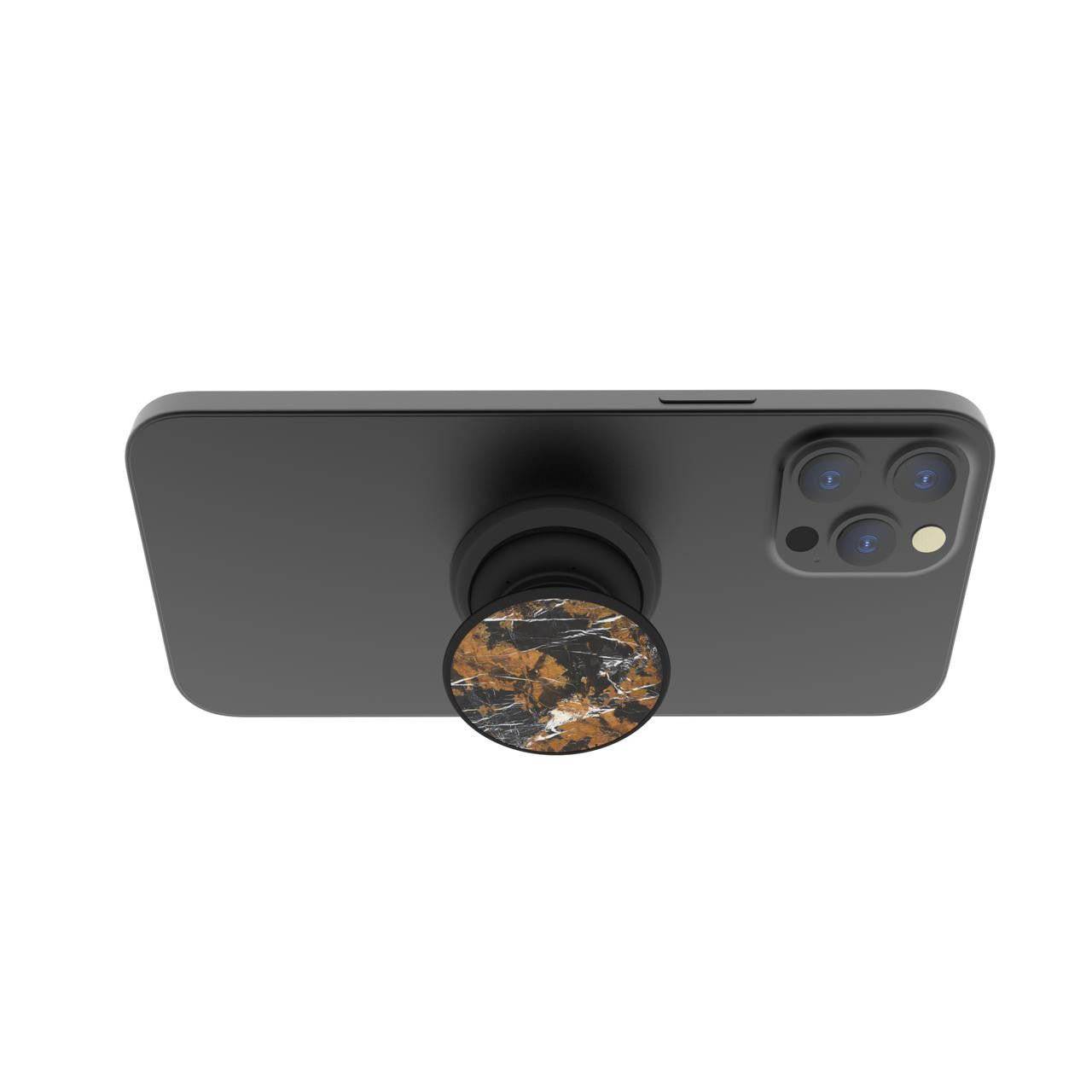Magnetic Phone Grip and Stand with built in magnets (Black Gold Marble)