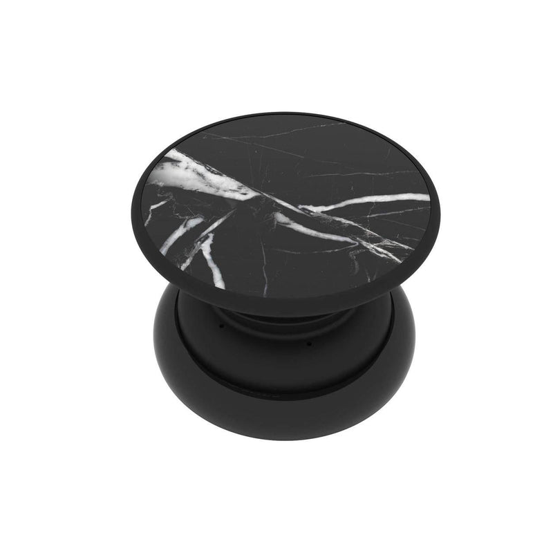 FAB POPS® Magnetic Phone Grip & Stand | Built-In Magnets (Black-White Marble)
