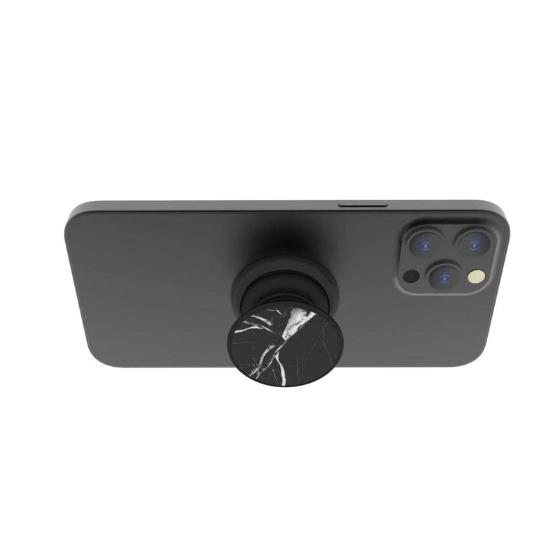 FAB POPS® Magnetic Phone Grip & Stand | Built-In Magnets (Black-White Marble)