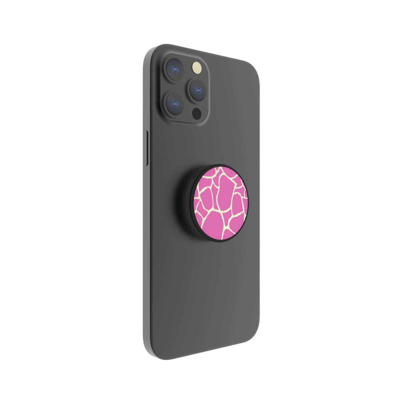 Magnetic Phone Grip and Stand with built in magnets (Pink giraffe)