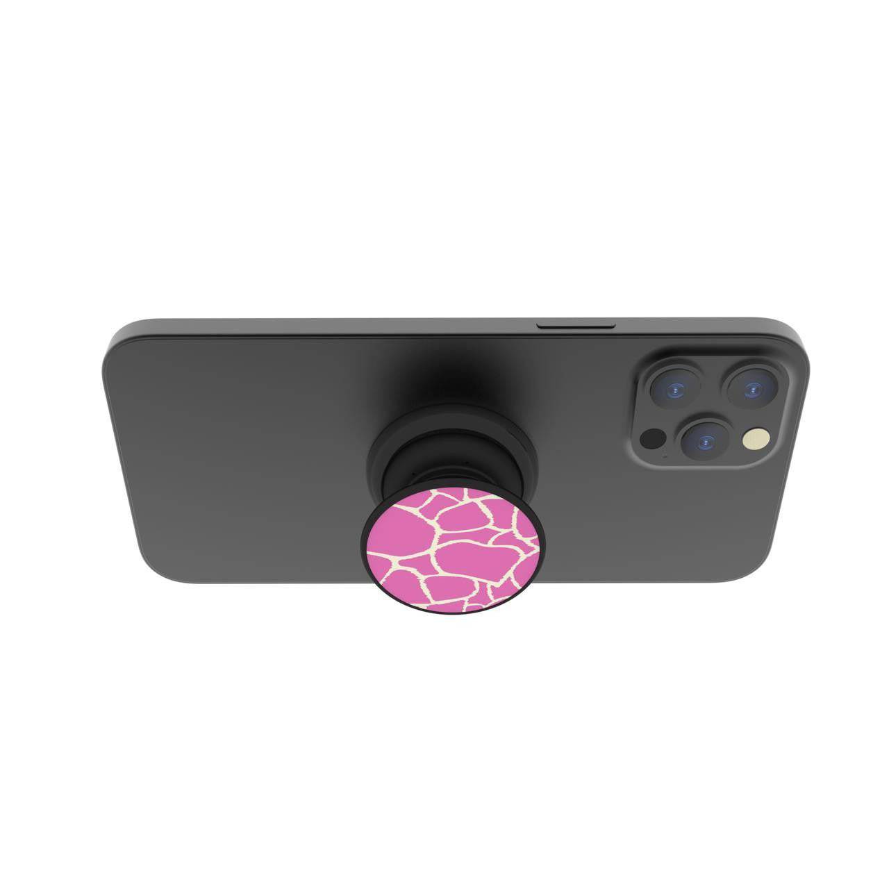 Magnetic Phone Grip and Stand with built in magnets (Pink giraffe) - FAB 🧲 POPS®