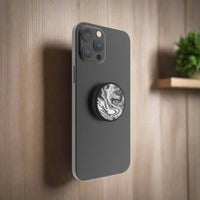 FAB POPS Magnetic Phone Grip and Stand with Built-In Magnets, Ghost Marble