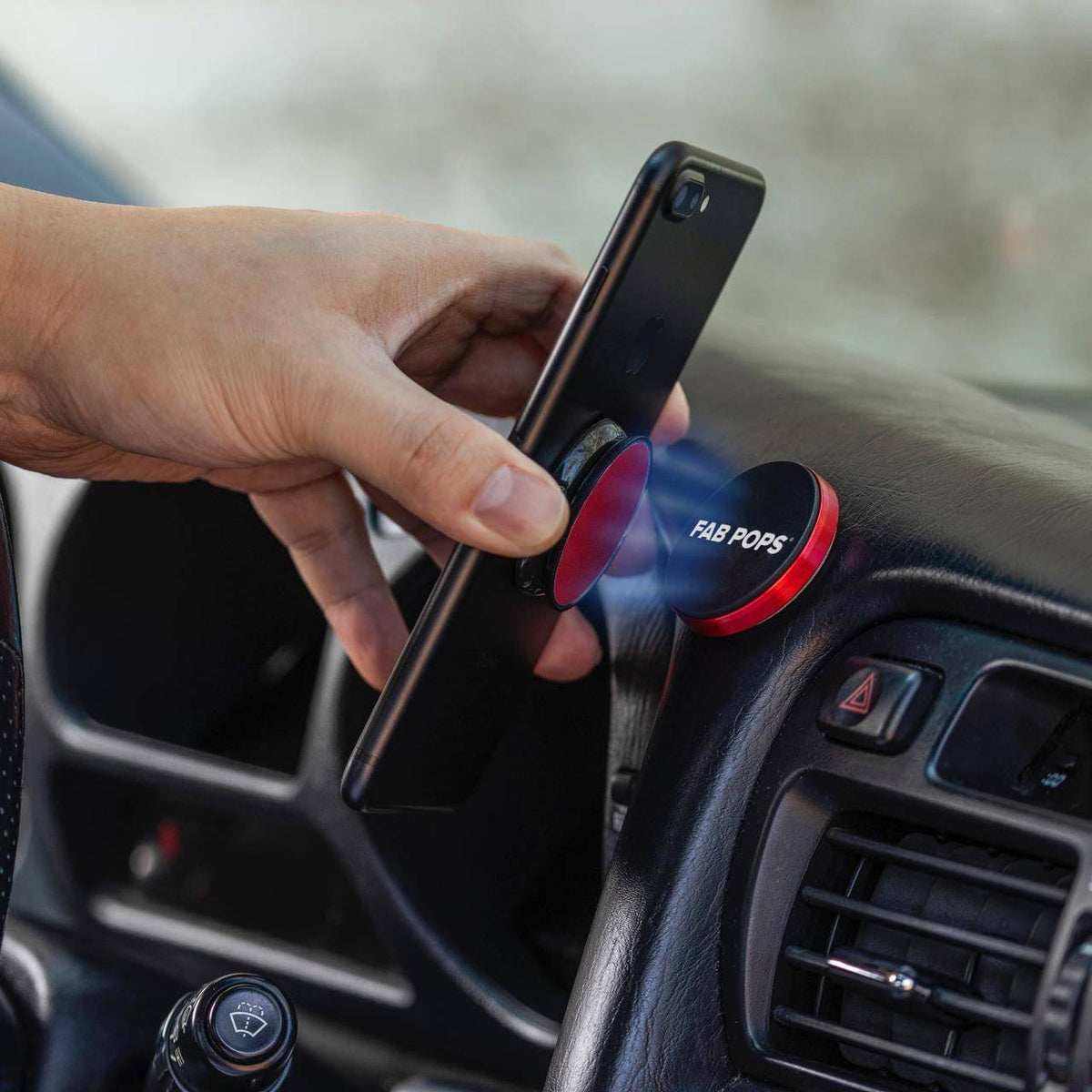 FAB POPS Magnetic Phone Grip and Stand with Built-In Magnets, Ghost Marble