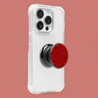 FAB POPS Magnetic Phone Grip and Stand with Built-In Magnets, Red Leopard