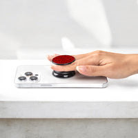 FAB POPS Magnetic Phone Grip and Stand with Built-In Magnets, Red Leopard