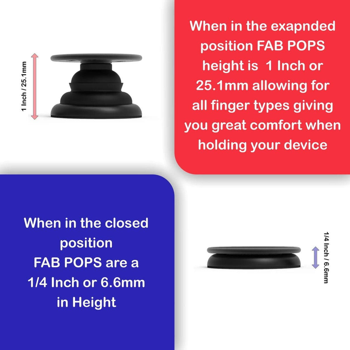 FAB POPS Magnetic Phone Grip and Stand with Built-In Magnets, Ghost Marble
