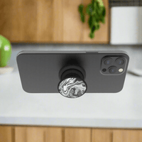 FAB POPS Magnetic Phone Grip and Stand with Built-In Magnets, Ghost Marble