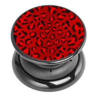 FAB POPS Magnetic Phone Grip and Stand with Built-In Magnets, Red Leopard