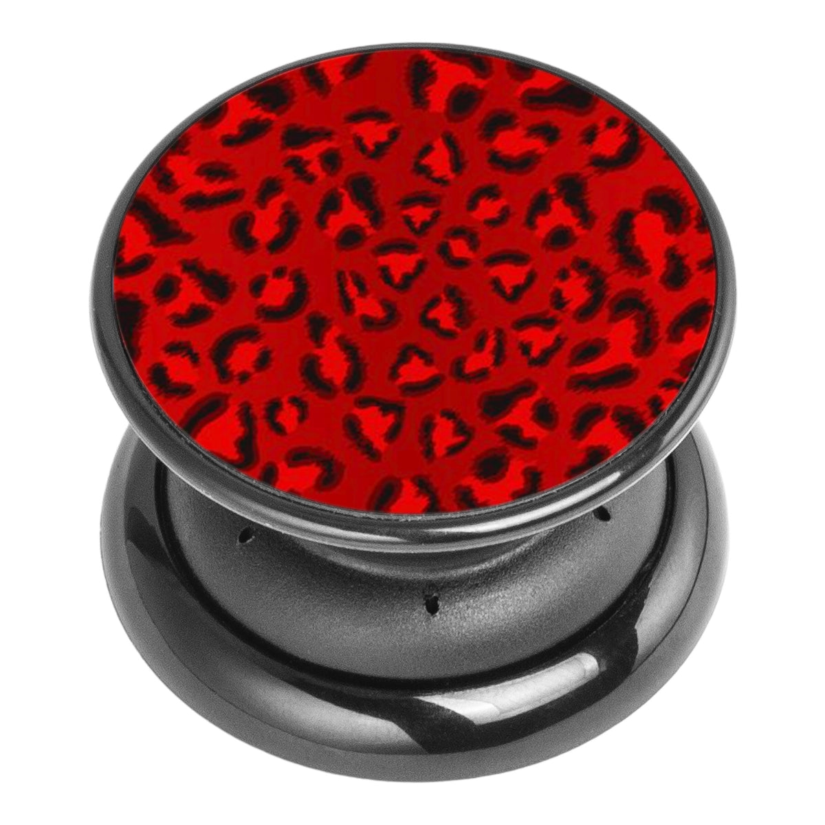 FAB POPS Magnetic Phone Grip and Stand with Built-In Magnets, Red Leopard