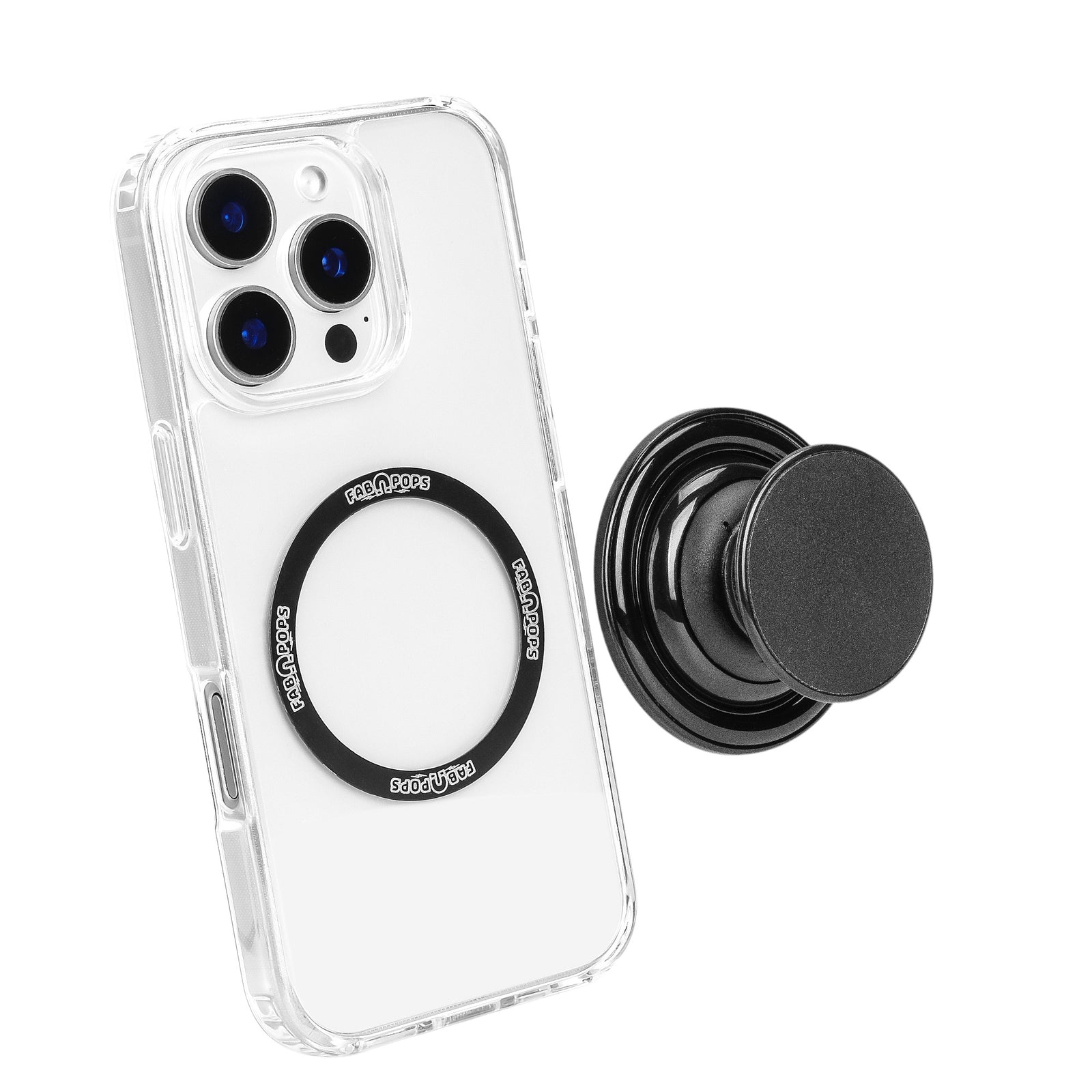 FAB POPS® MagSafe Phone Grip – Black (Includes Magnetic Ring)