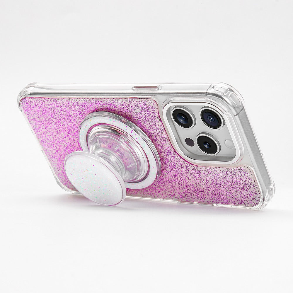 FAB POPS Pink Glitter Magnetic Phone Grip + Stand (Adapter Plate Included) - FAB POPS®  # # #